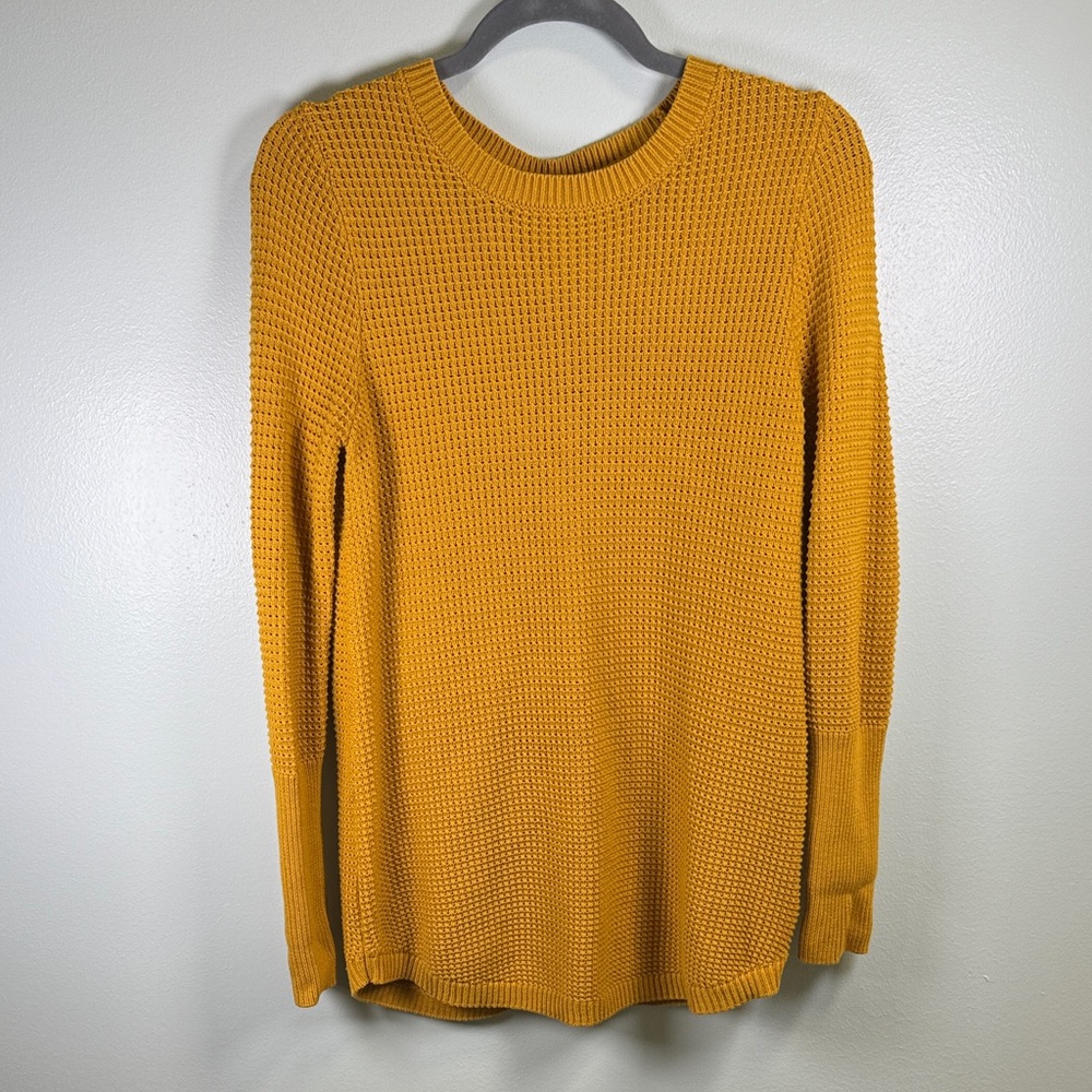 Max Studio Mustard Yellow Knit Sweater w/Button Details Sz Med
